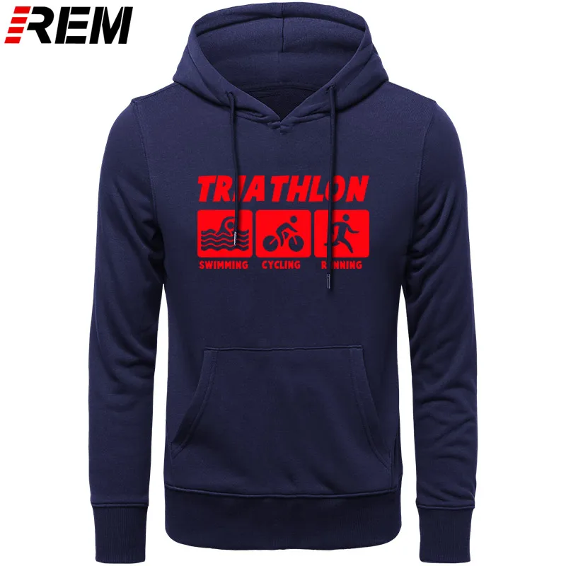 REM, новинка, мужские повседневные толстовки, Триатлон, лучший хлопок, круглый вырез, длинный рукав, уличная одежда, мужская спортивная одежда, Толстовки, Толстовки - Цвет: NAVY RED