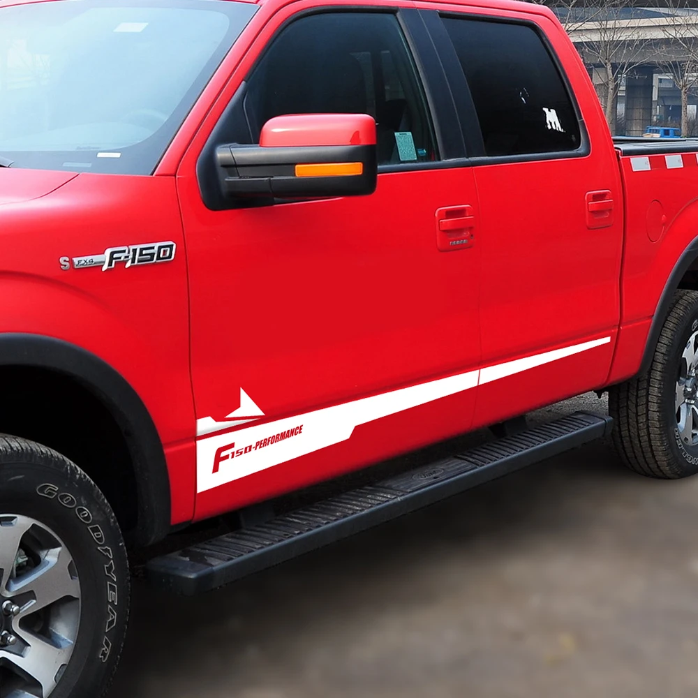 F 150 эффективная Автомобильная боковая юбка в полоску графическая виниловая