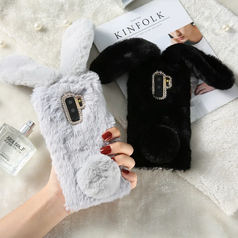 Phone Case For Samsung Galaxy A5 J5 J7 2017 J3 2016 Warm Christmas Rabbit Fur S8 S9 S7 S6 Note 9 8 |