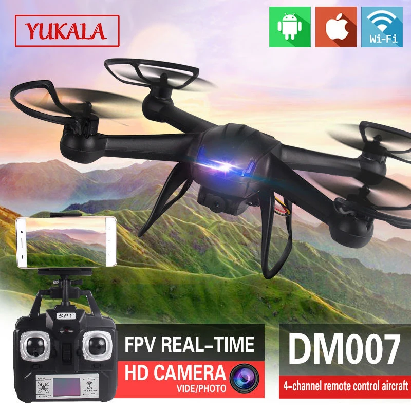 

Free Shipping 2.4G Helicopter UAV DM007 DM007W RC drones Aerial Aircraft HD 2MP Pixel Camera WIFI FPV Four Axis Aircraft toys