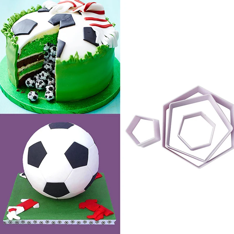 4Pcs/Set Football Soccer Cake Mold Fondant Sugarcraft Non-toxic for Desserts Bakery Embossing Bakeware Decorating | Дом и сад