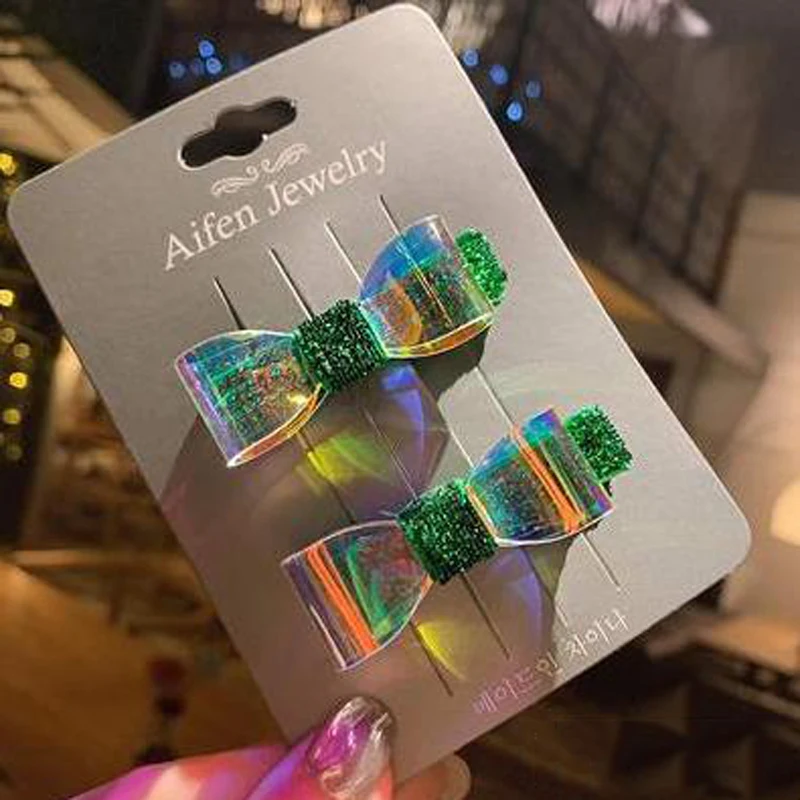 LOEEL 1-2Pcs/set Girls Colorful Bow Hair Clips Children Cute Hairpins Simple Alloy Hair Grips Fashion Hair Accessories Headdress