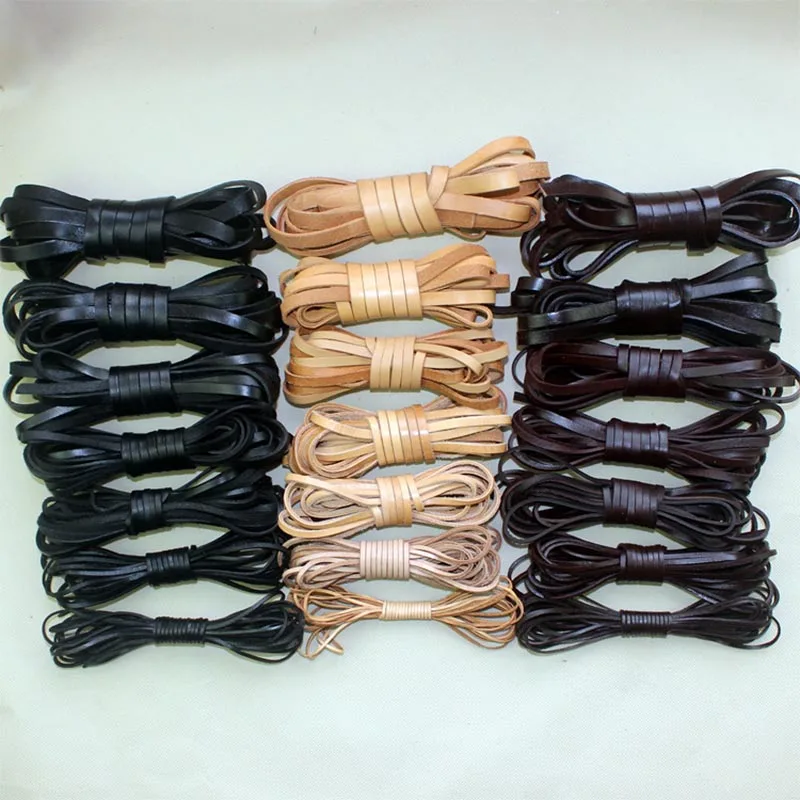 

2 Meters Black/Coffee/Original Color Flat Genuine Leather Rope 2 3 4 5 6 8 10 15 20mm Ornament Leather Cords DIY Jewelry Finding