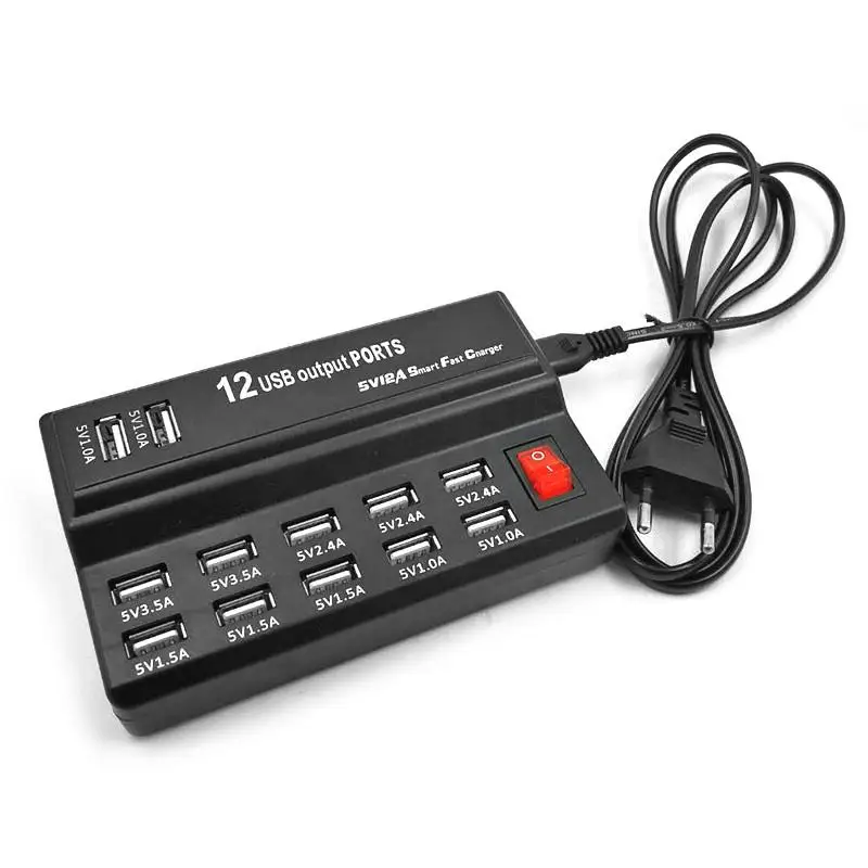 Быстрая зарядка USB HUB 10 12 Порты 12A Смарт зарядная станция USB Зарядное устройство для мобильных телефонов и планшетов цифровой Зарядное устройство для iPhone samsung - Тип штекера: EU 12 port