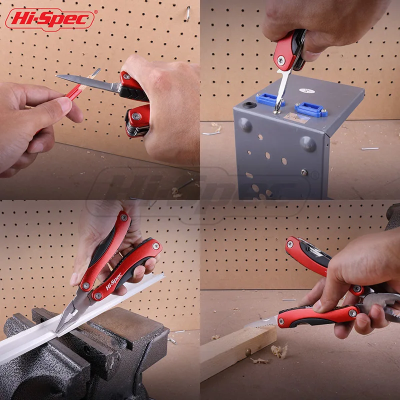 Hi Spec 15 в 1 карманные многофункциональные плоскогубцы с ножницами пила отвертка