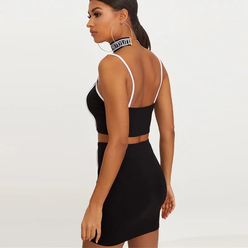 Женский комплект из 2 предметов: Топ без рукавов + мини карандаш Офисная Женская