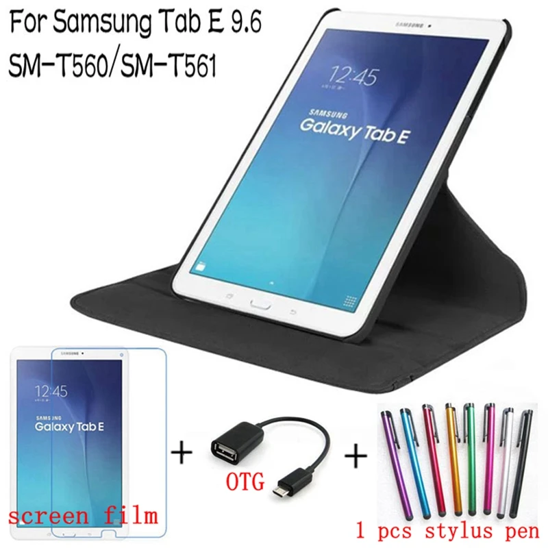 4 в 1 Мода 360 градусов вращающийся кожаный чехол для Samsung Galaxy Tab E 9.6 T560 T561 Tablet Case +