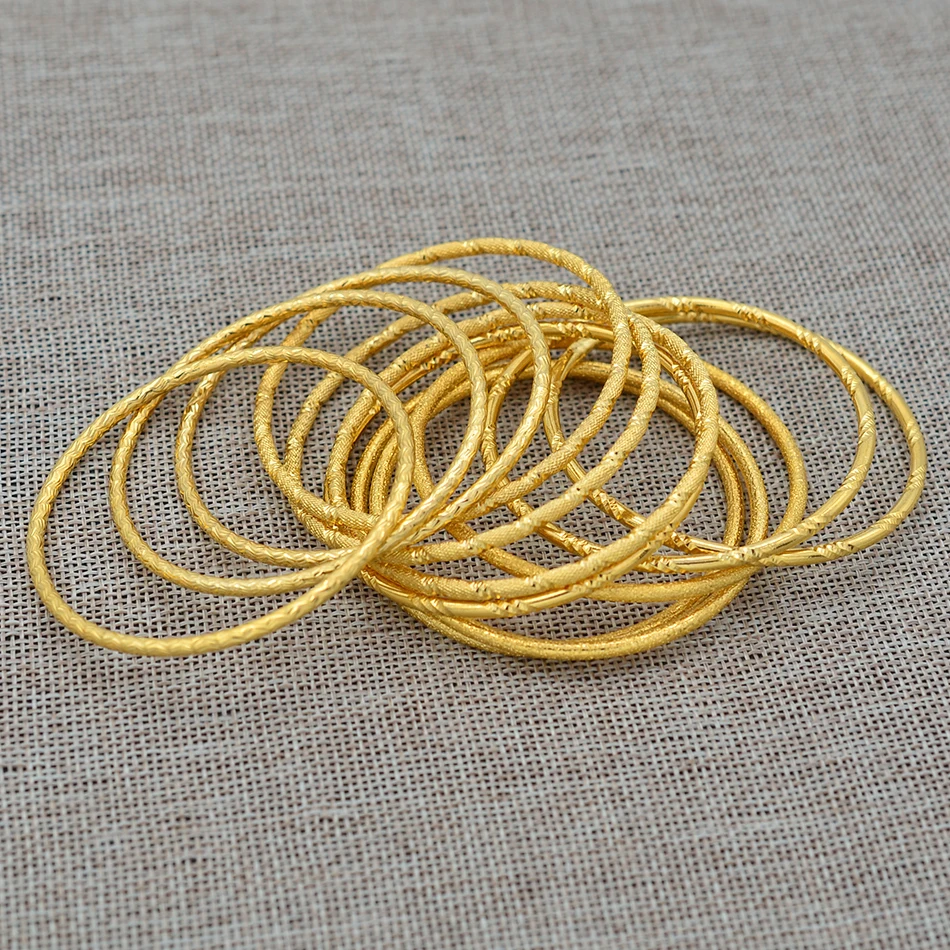 Anniyo (3 шт./лот) Африканский Золотой цвет металлические браслеты для женщин девушек