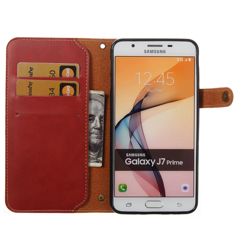 Luxury Retro Case For Samsung Galaxy J7 Prime Flip Wallet PU Leather Back Cover for Phone | Мобильные телефоны и
