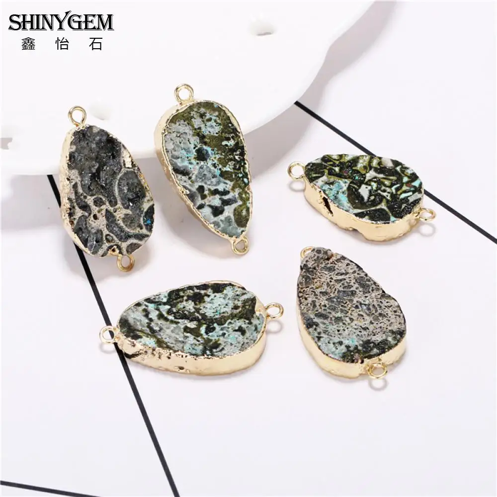 ShinyGem капли воды натуральный камень шармы соединители высокое качество Золотое
