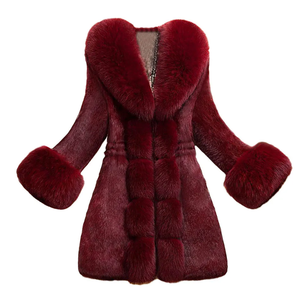 Красный Женское пальто из искусственного меха, Abrigo Mujer Chamarras De Mujer Casaco Feminino Manteau Femme Jaqueta Feminina N30 - Цвет: Красный