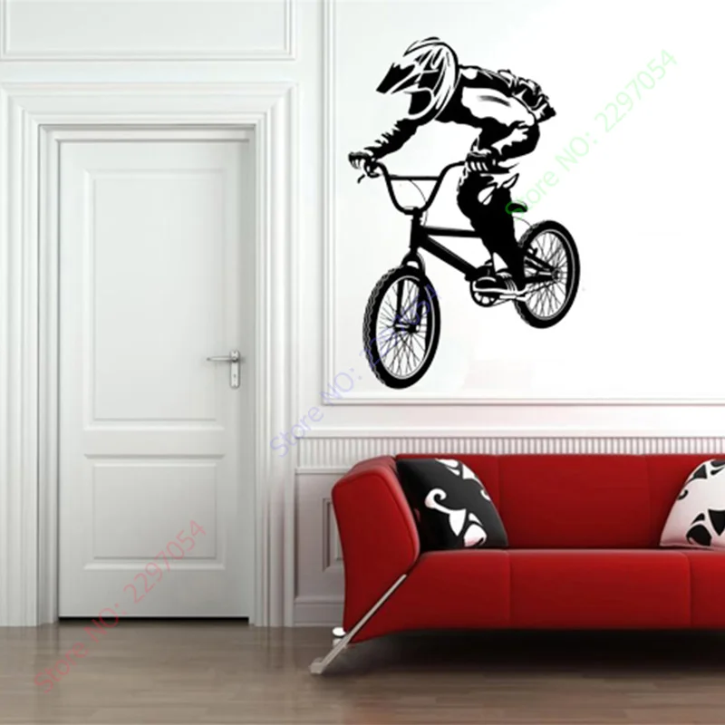 

New BMX Bike Bicycle Biker Boys Wall Decal Vinyl Home Decor Wall Sticker Vinyl Wall Decorative Stickers Mural Poster
