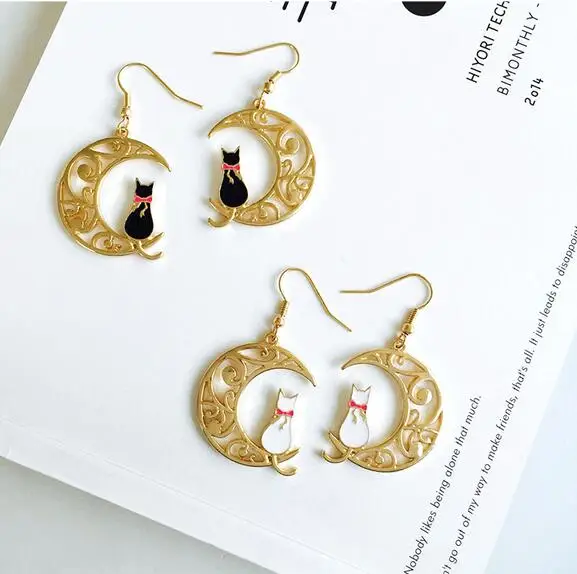 Японские модные Изысканные эмалевые серьги-гвоздики с изображением мультяшной