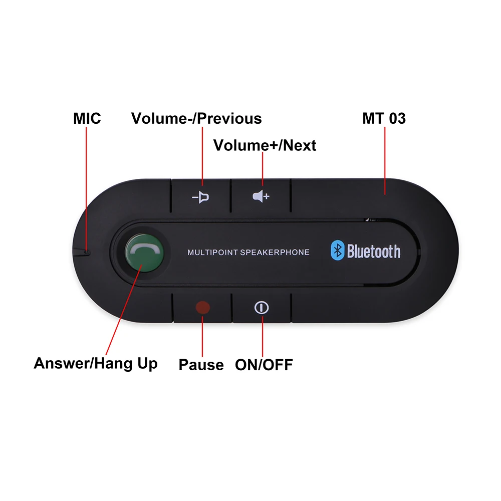 2016 Беспроводной Громкой Связи Car Bluetooth 4.1 + EDR Kit MT03 Динамик Клип для iPhone Android