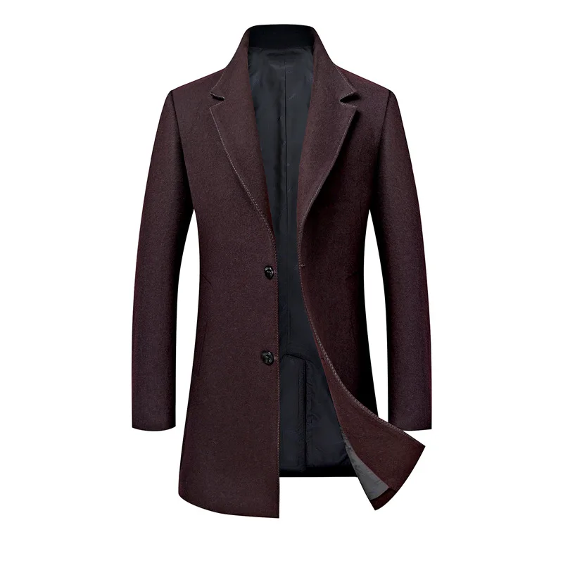 Для мужчин; шерстяное пальто Для мужчин Slim Fit Бизнес Тренч Повседневное шерстяное пальто для зимы модная мужская куртка-ветровка