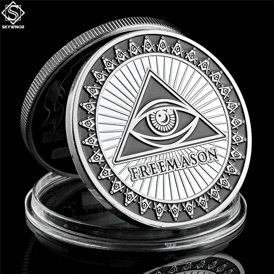 Бесплатные и принимаются Каменщики посеребренные 1 oz масонские символы слитки и коллекции монет