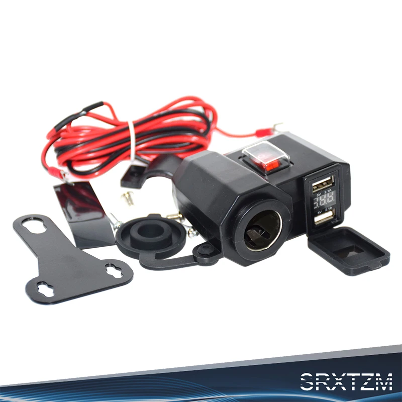 SRXTZM DC 12 В Автомобильное зарядное устройство с двойным USB разъемом светодиодный