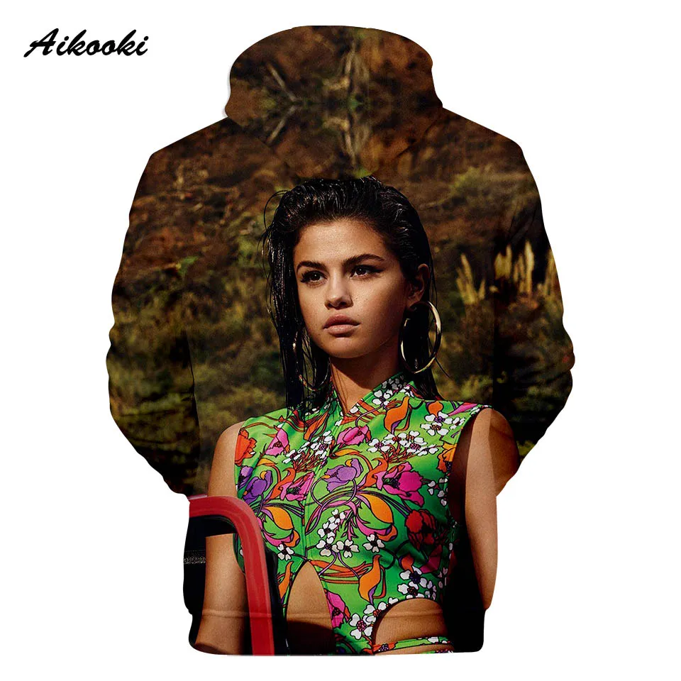 Aikooki 3D Selena Gomez толстовки для мужчин/женщин Толстовка Зимняя с капюшоном певица Selena Gomez модная одежда