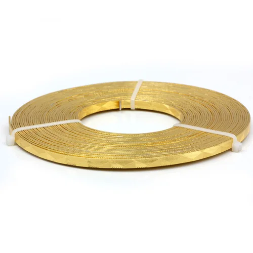 BSJLX 10M Gold OLINGART 10 м/лот 5X1 мм треугольник Печатный плоский алюминиевый провод золото/серебро материалы для рукоделия DIY браслет ожерелье Изготовление ювелирных изделий - Цвет: BSJLX 10M Gold