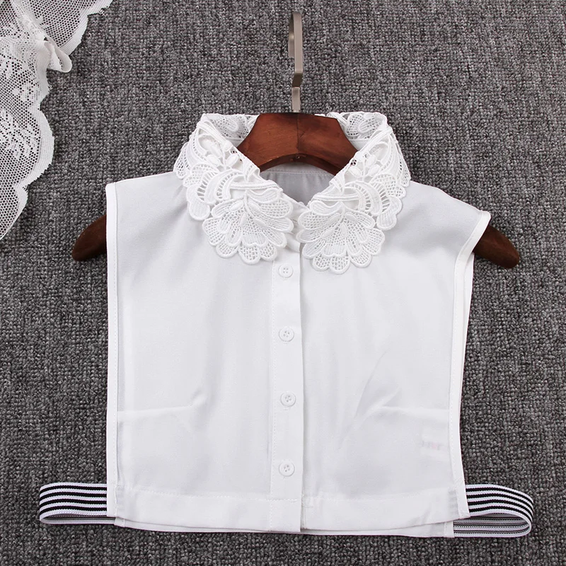 Ложный воротник Женский белый черный с вырезом вышивка съемный блузка отворотом