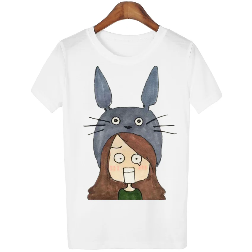 Женская футболка с принтом Тоторо размера плюс топы рисунком блузки camisetas Kwaii |