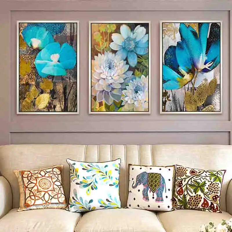 Северная ароматная голубая ваза свежая и лаконичная изящная классическая очаровательная художественная картина на холсте для домашнего украшения.