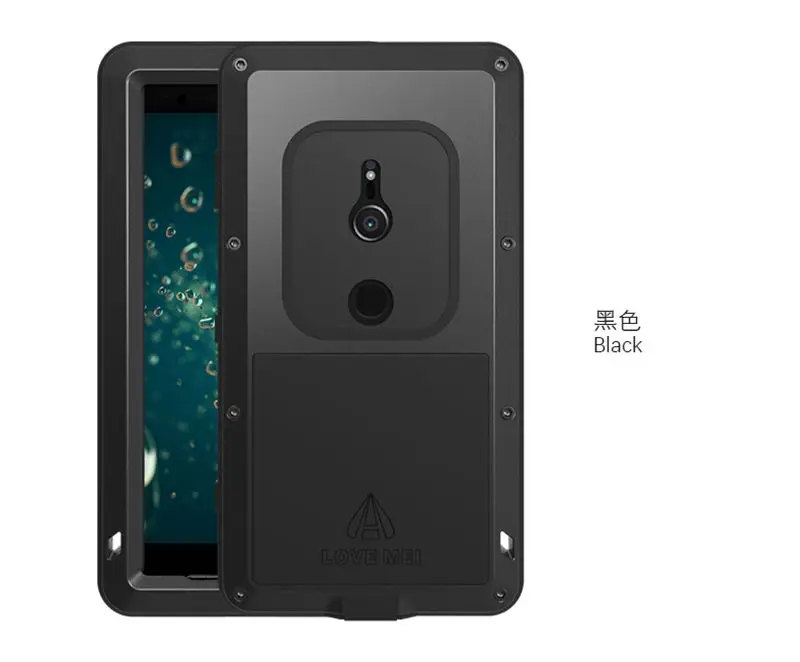 Black Для sony Xperia XZ2 чехол противоударный алюминиевый металлический полный корпус сверхмощный защитный чехол для sony XZ2 компактный чехол+ стекло Gorilla glass - Цвет: Black