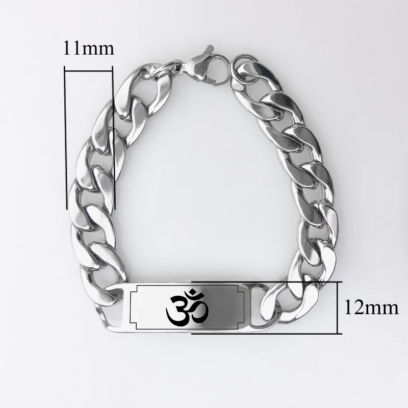 Новый модный мужской браслет с гравировкой буддийские символы из нержавеющей