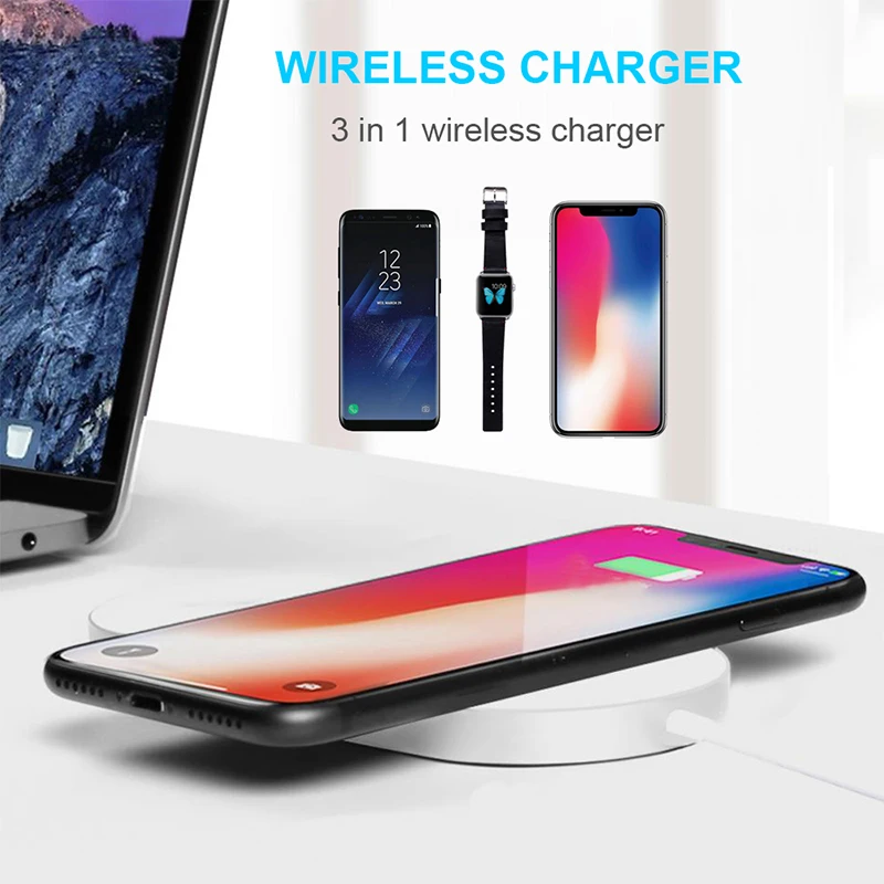 Беспроводное зарядное устройство Fimilef 3 в 1 с поддержкой быстрой зарядки по USB для
