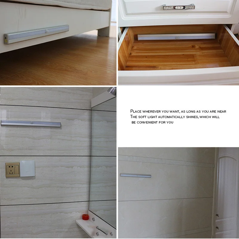 New Hot 10 LED Charging Cabinet Lights Motion Sensor Night Light with Magnetic Strip | Лампы и освещение