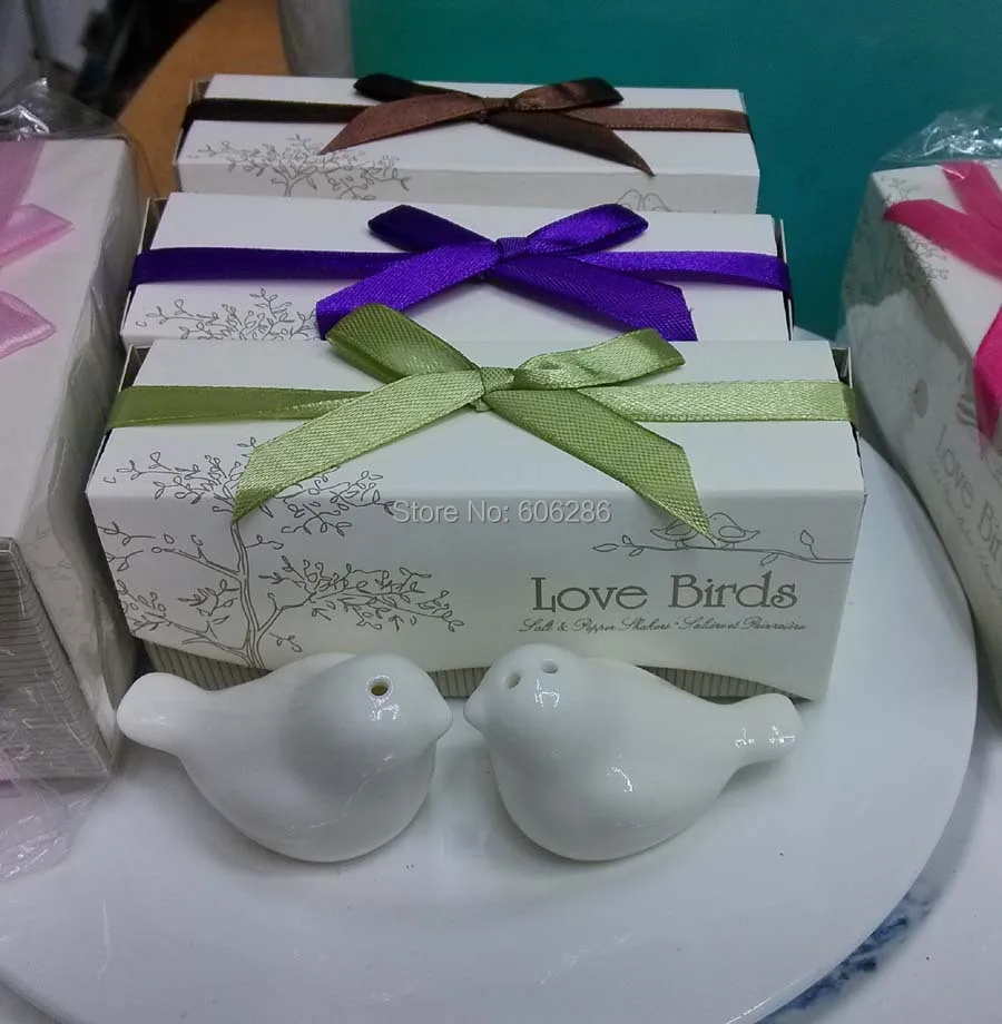 100sets/lot wedding souvenirs ceramic spice jar love birds salt and pepper shaker party return gifts | Дом и сад