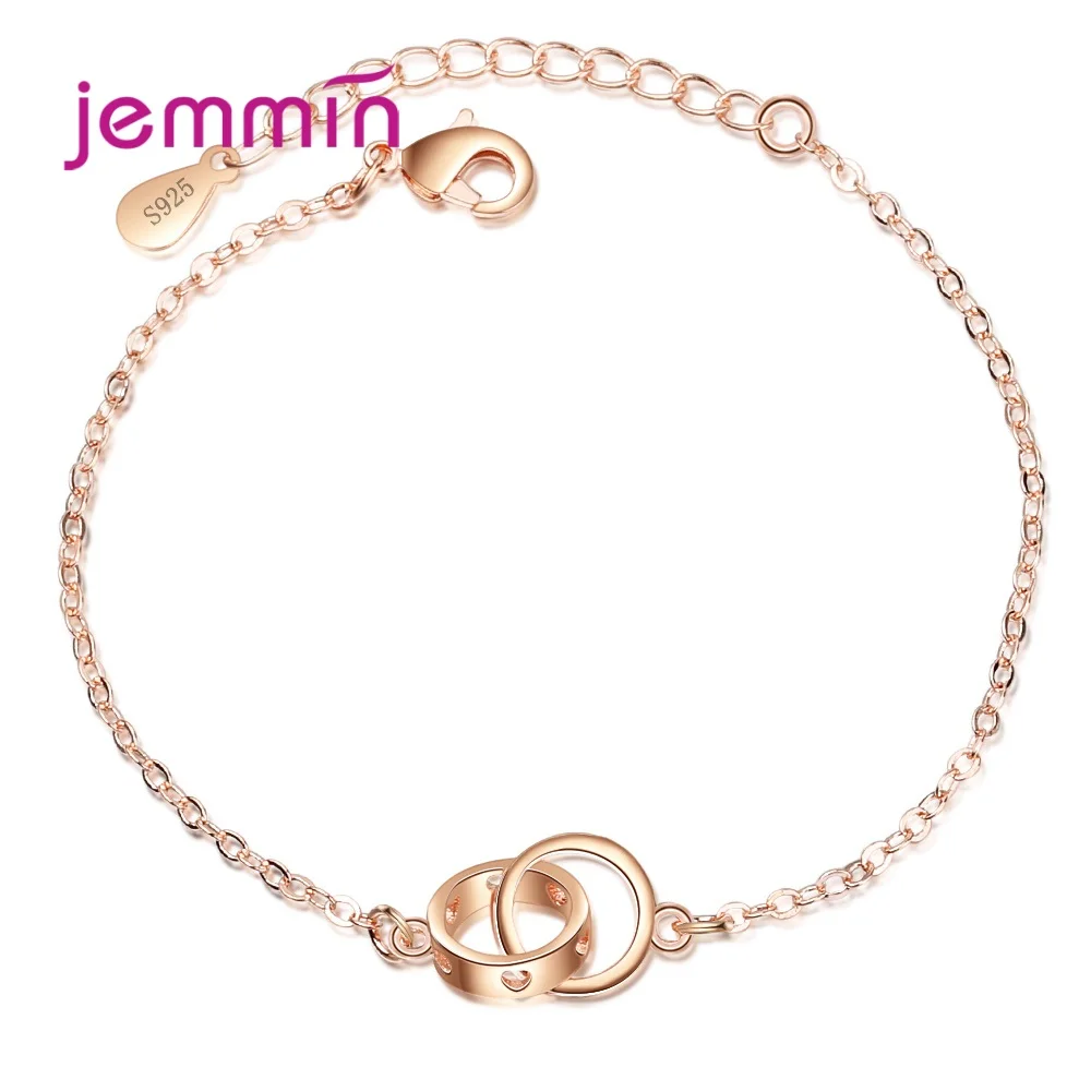 Fantastic Beautiful Rose Gold Color Double Rings Sweet Pretty Luxury Trendy Bracelets For Women Lover Gifts Jewelry Accessory | Украшения и