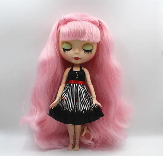 Кукла Blygirl Blyth розовая челка с закрытыми глазами матовое лицо телесная кукла 30 см