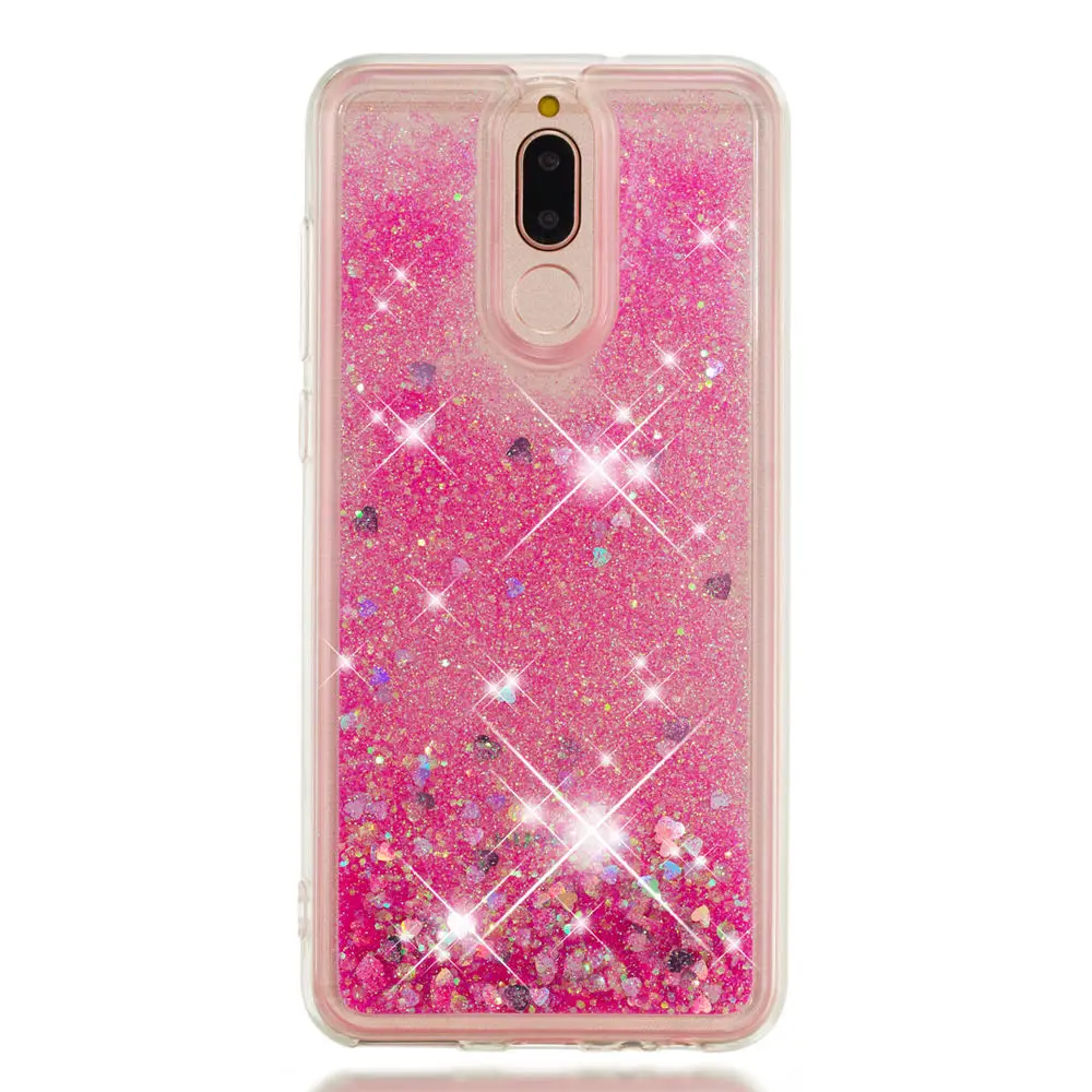 Зыбучий песок чехол для телефона Huawei Mate 10 Lite Dynamic Liquid Love Heart мягкая задняя крышка