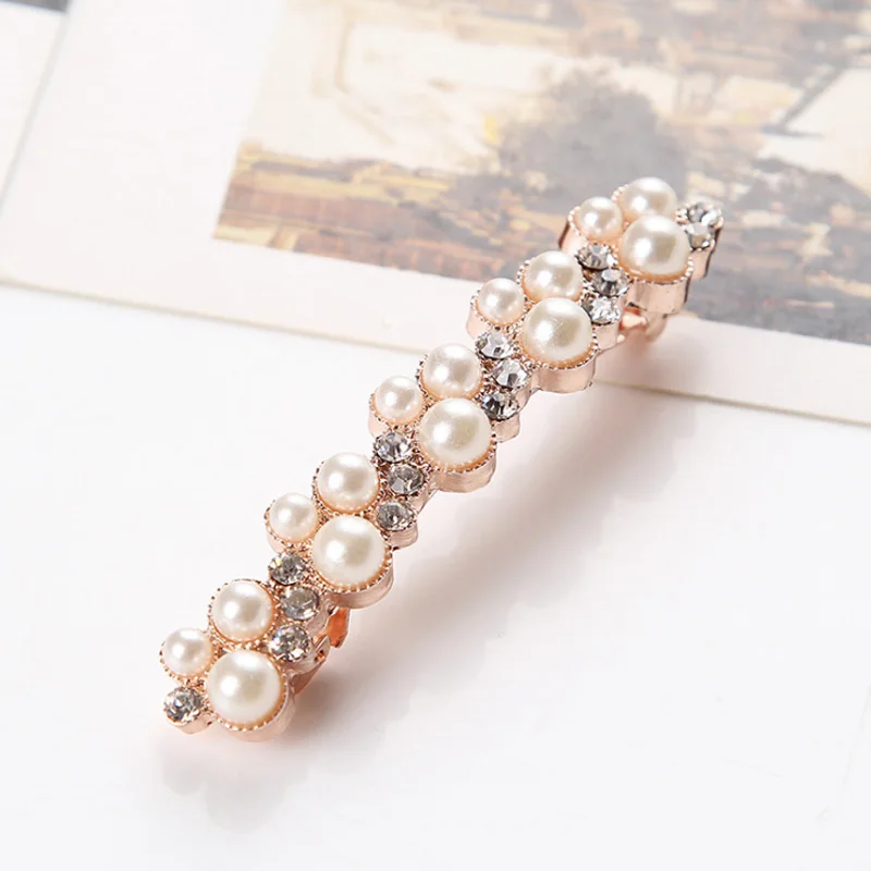 

Hot Sale 5 Colors Korean Crystal Pearl Elegant Women Barrettes Hair Clip Hairgrips Hair Accessories