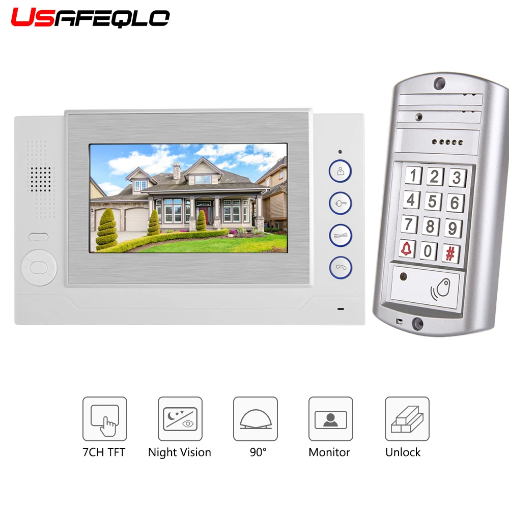 USAFEQLO 7 ''TFT lcd проводной видео телефон двери визуальный видеодомофон спикерфон