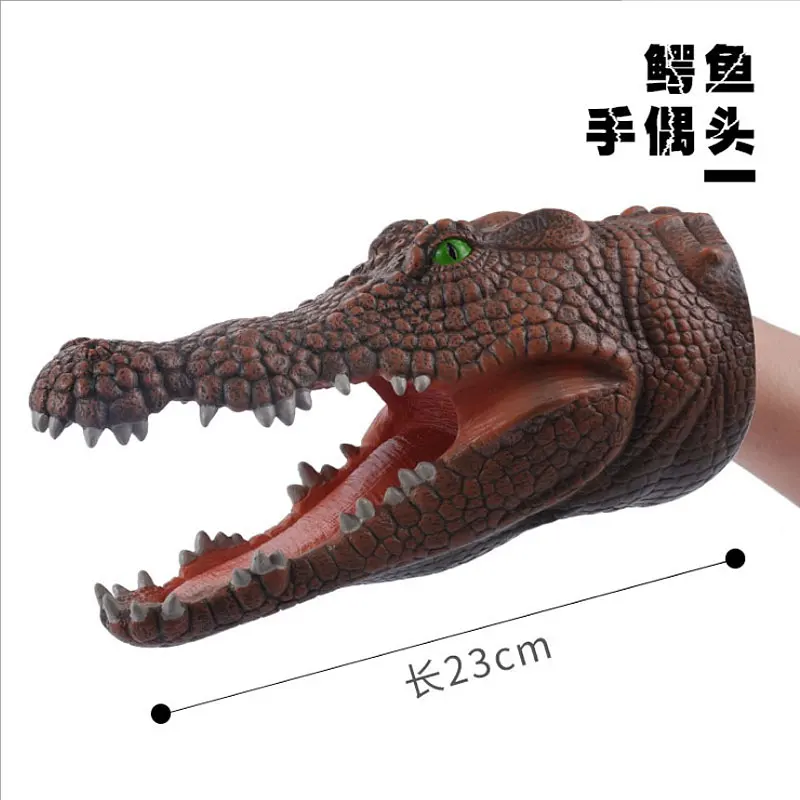 crocodile Реалистичные фигурки динозавров ручные кукольные перчатки виниловые мягкие резиновые животные Акула корова действие голова палец динозавр модель игрушки - Цвет: crocodile