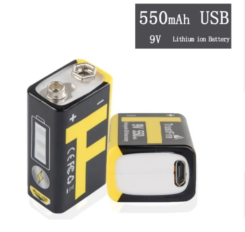 TrustFire 2 шт 550mAh 9V батарея перезаряжаемая микро USB порт литиевая с предохранительным