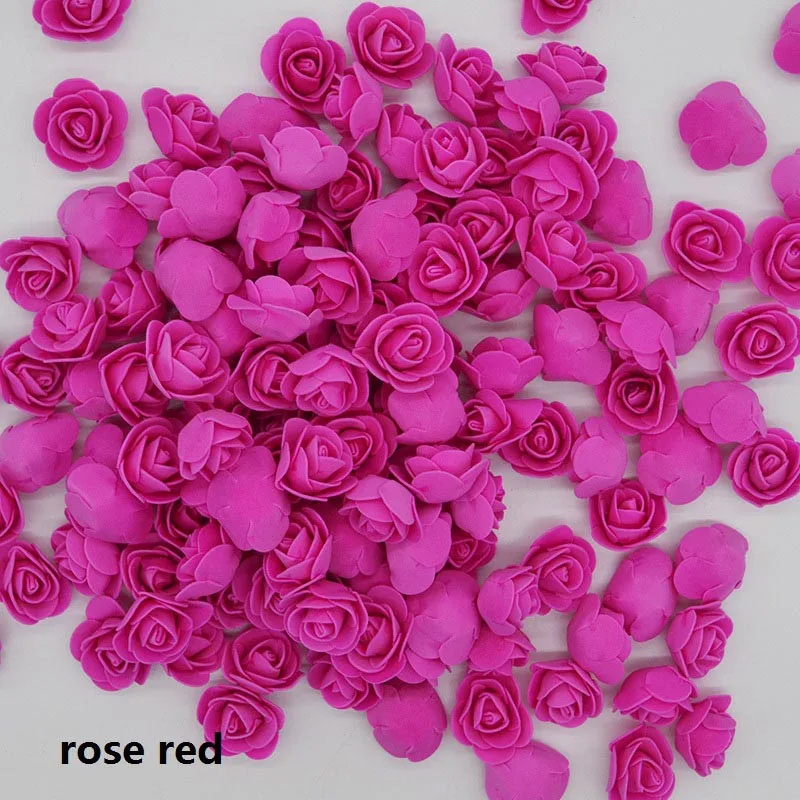 rose red 50 шт./лот, 3,5 см, Мини Искусственные из ПЭ пены, голова цветка розы для свадебного украшения, сделай сам, скрапбукинг, гирлянда, Подарочная коробка, цветы - Цвет: rose red