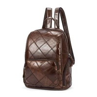 women backpack genuine leather backpacks for teenage girls fashion plaid travel school shoulder bag laptop bagpack mochila mujer