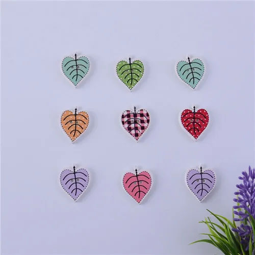 tree leaf 50 шт смешанные животные 2 отверстия кошка собака девочка кролик деревянные пуговицы для поделок DIY Детские аксессуары для шитья одежды скрапбук поставки - Цвет: tree leaf