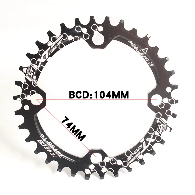 Кривошип велосипеда 104BCD круглой формы узкий широкий 32 T/34 T/36 T/38 T MTB цепной круг