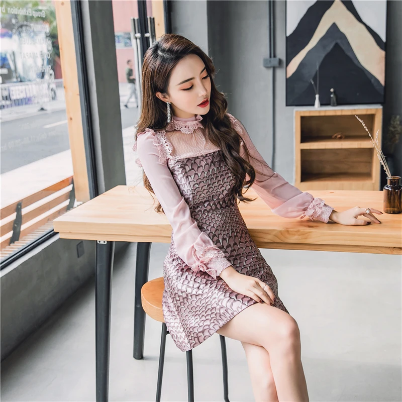 SMTHMA/жаккардовое платье; коллекция года; Vestido; весеннее кружевное винтажное модное розовое платье принцессы в стиле пэчворк с оборками и длинными рукавами