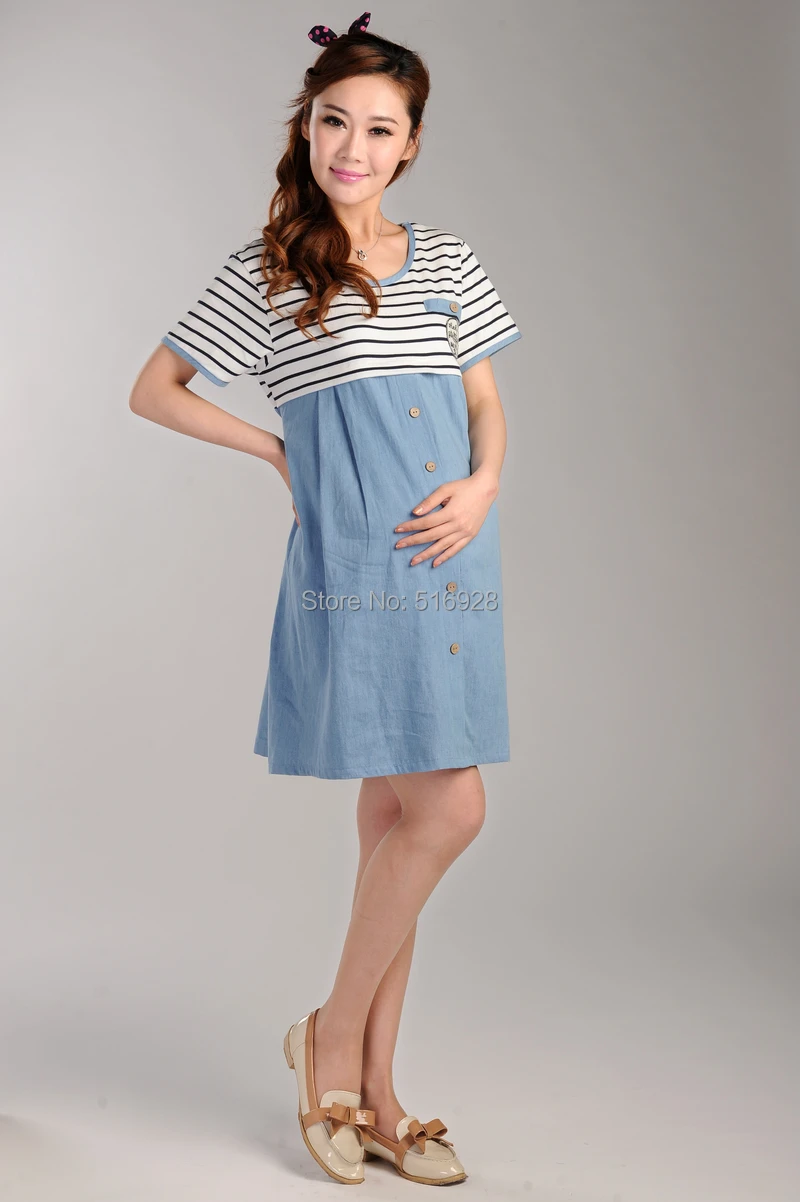 Груди платья для кормящих одежда беременных Для женщин Беременность полосатый