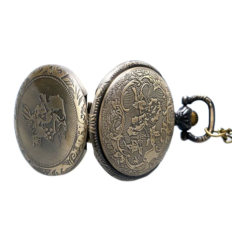 Дизайнерские бронзовые кварцевые карманные часы с кроликом среднего размера и