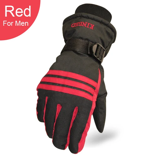Black Red Россия ниже нуля 30 зимние теплые лыжные перчатки водонепроницаемые мужские перчатки для катания на горном сноуборде лыжах ветрозащитные велосипедные мотоциклетные зимние перчатки - Цвет: Black Red