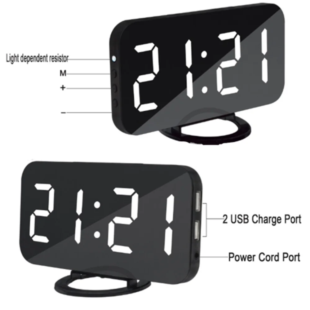 СВЕТОДИОДНЫЙ цифровой Повтор Dual USB телефона Android Зарядное устройство будильник |