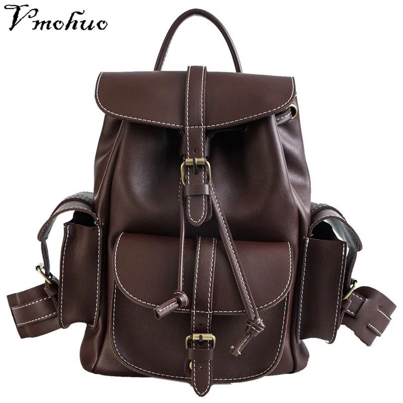 VMOHUO винтажный женский кожаный рюкзак Mochila Feminina Большой Школьный для девочек