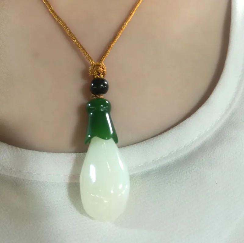 Натуральный белый нефрит подвеска Магнолия ожерелье сертификат подарок Женские