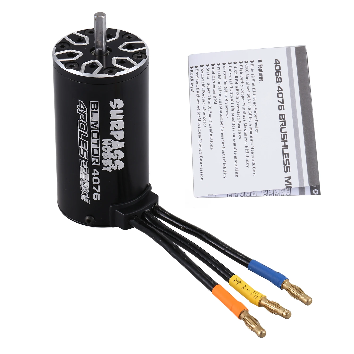 Бесщеточный двигатель HOBBY 4076 2250KV с 4 полюсами для 1/8 радиоуправляемых грузовиков